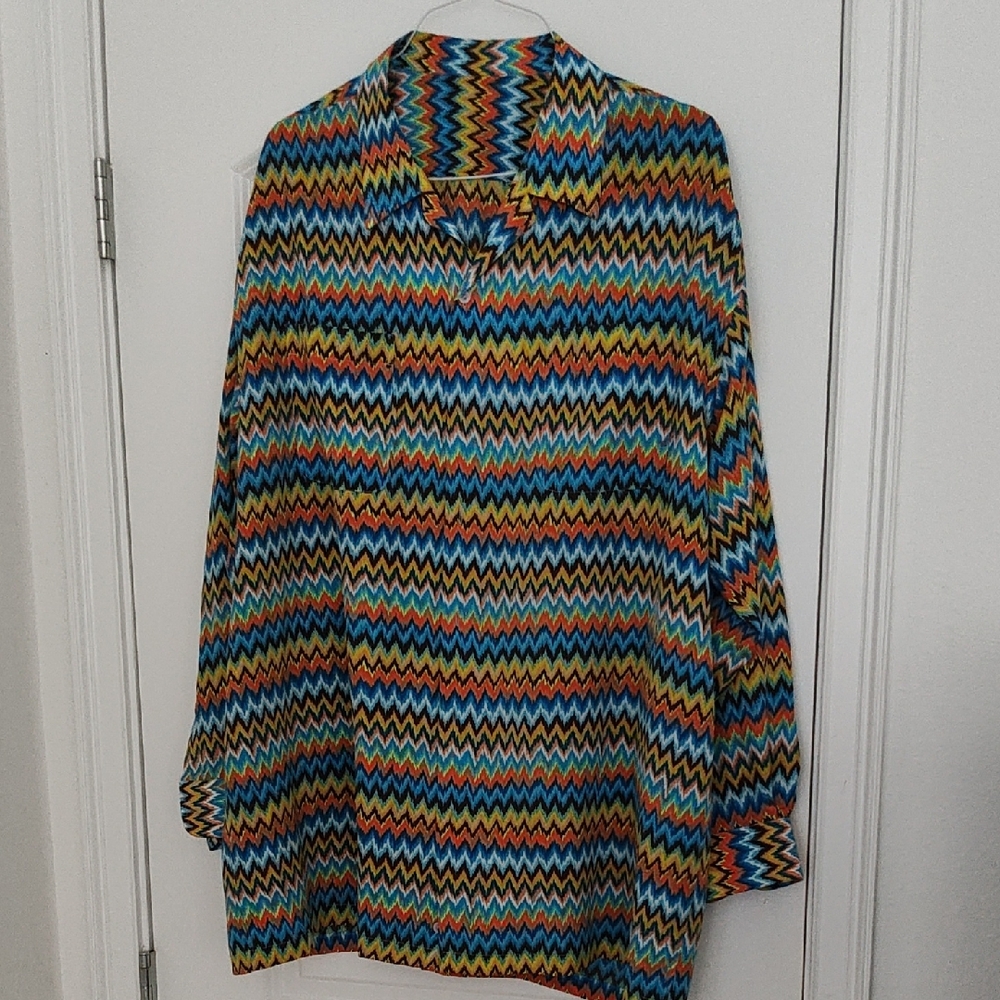 Colorful Zigzag Patterned Shirt - image 1